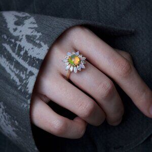 My Shining Star - 1.69ct Fire Opal Marquise Cut Diamond Engagement Ring 18k Gold